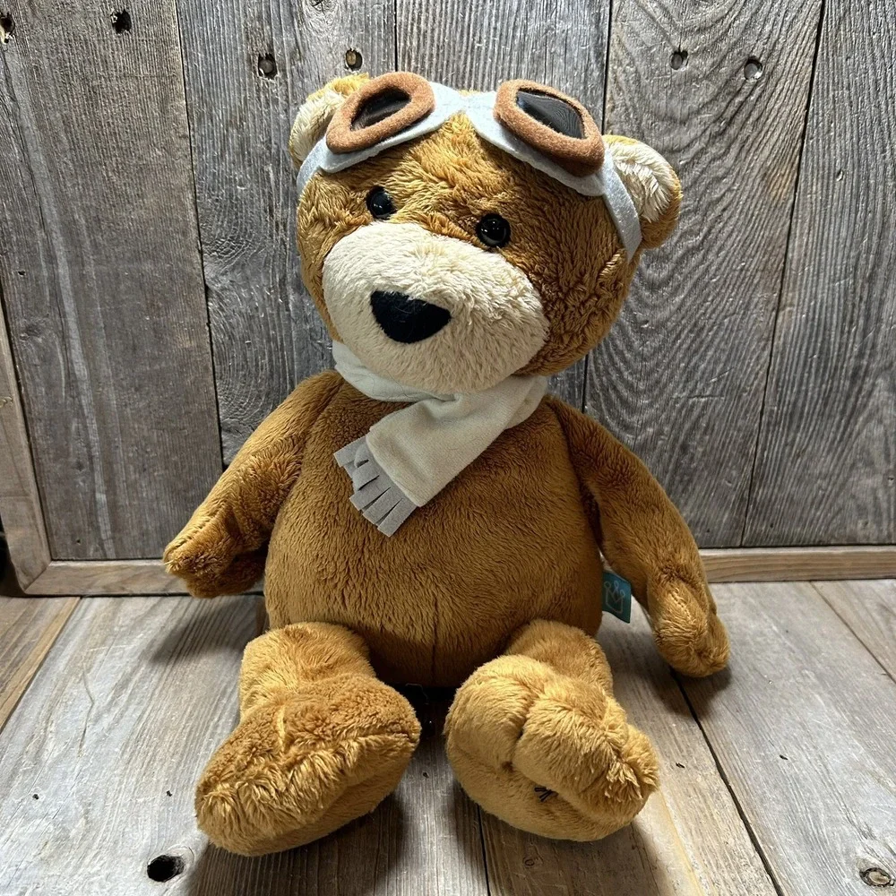 Manhattan Toy Aviator Teddy Bear Brown Plush Pilot with Goggles and Scarf 12